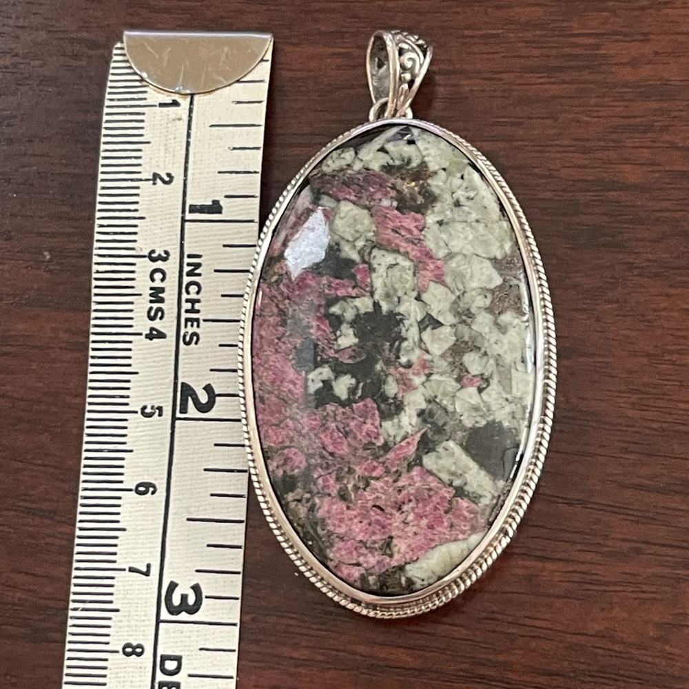 Natural Eudialyte Solid Sterling Silver Pendant A… - image 6